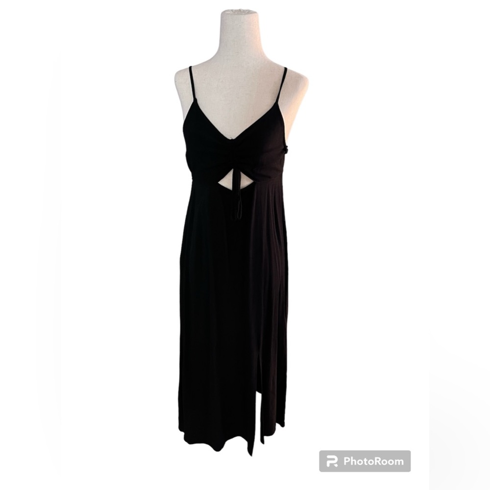 TopShop Front Cutout Rouched Midi Dress in Black size 4